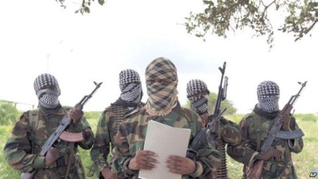Al Shabaab's military spokesman Sheik Abdul Asis Abu Muscab issues a statement south of capital Mogadishu